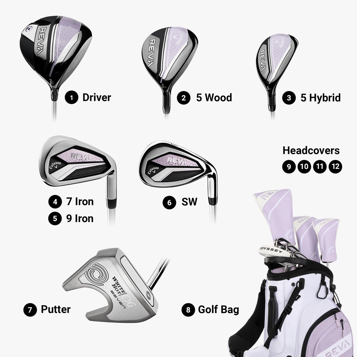Callaway - Women's REVA 8pc Stand Bag Set | Morton Golf Sales