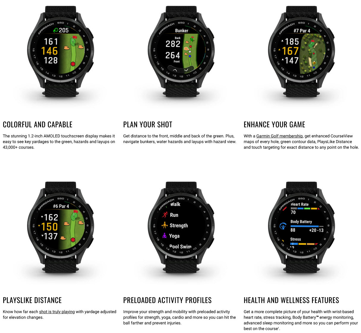 【ほぼ新品】Garmin Approach S50 ブラック Garmin Approach® S50 | Golf Smartwatch