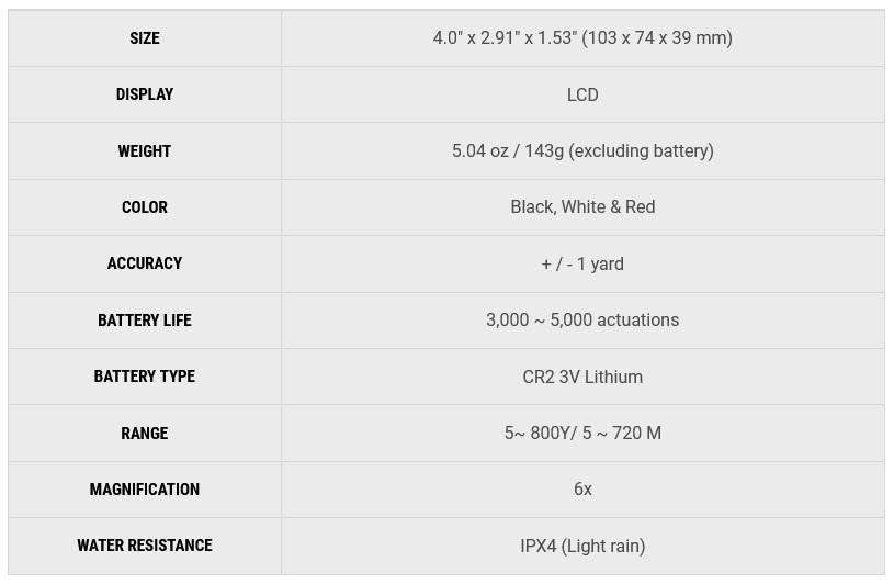 GolfBuddy GB Laser Lite Rangefinder 17 GB Laser Lite Specs