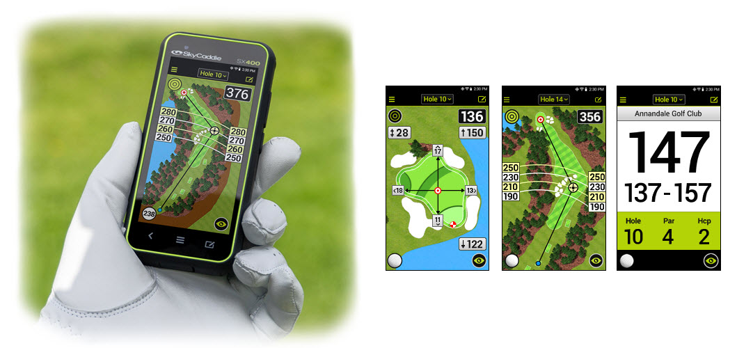 SkyCaddie SX400 Handheld Golf GPS with 4 inch Touch Display Black