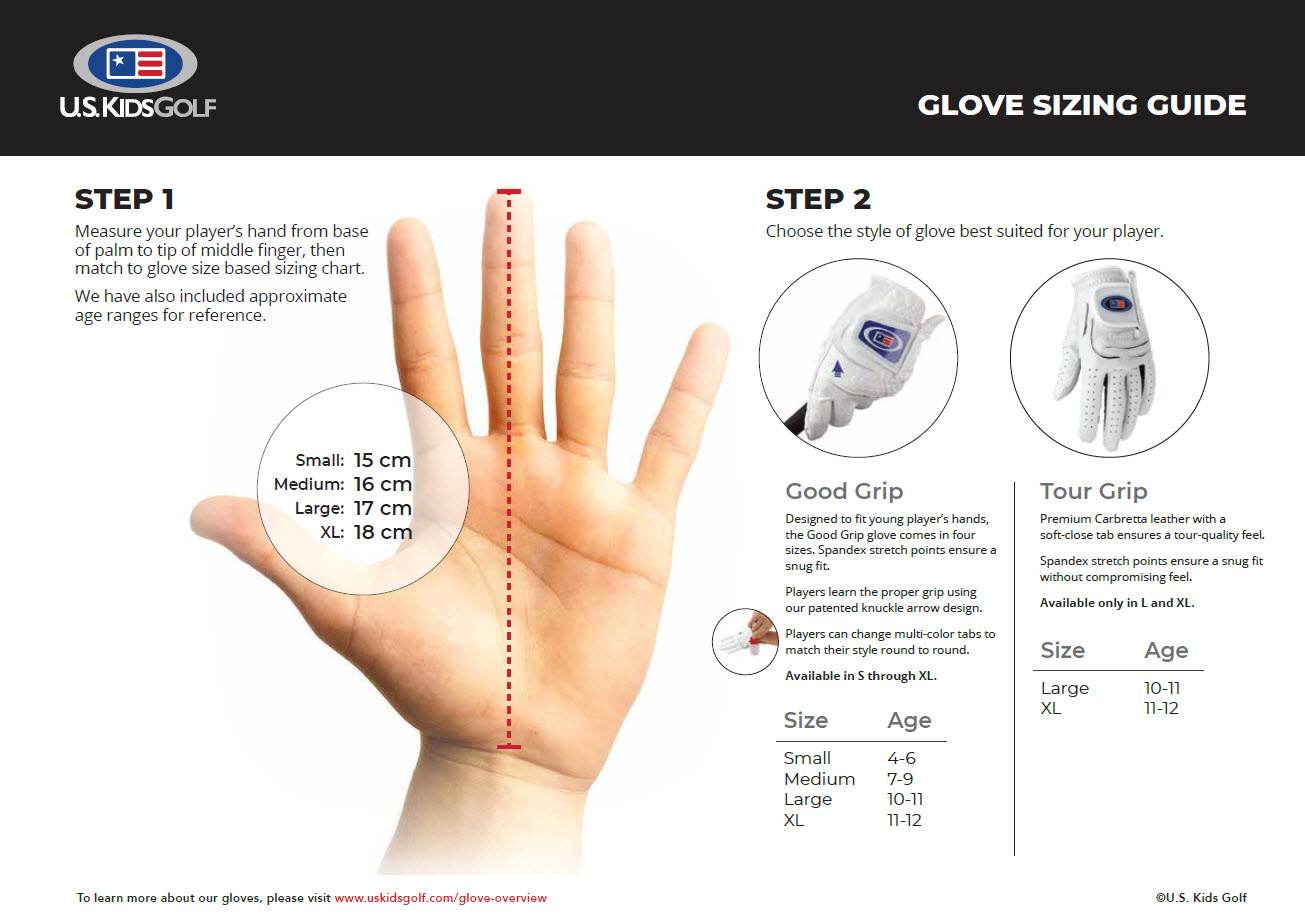 golf glove size chart