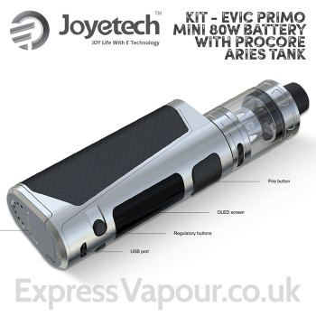 Vaping kit - Joyetech eVic Primo Mini 80w Battery with ProCore Aries Tank Vaping kit - Joyetech eVic Primo Mini 80w Battery with ProCore Aries Tank