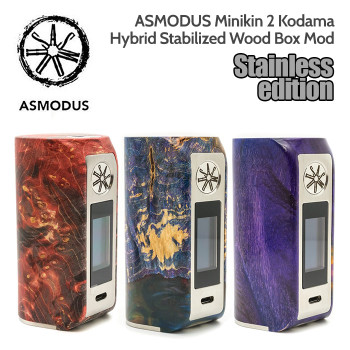 ASMODUS Stainless Steel Edition Minikin 2 Kodama 180w Hybrid Stabilized Wood Box Mod ASMODUS Stainless Steel Edition Minikin 2 Kodama 180w Hybrid Stabilized Wood Box Mod