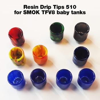 Replacement Resin Drip Tip. Will fit most 510 tank tops - for example SMOK TFV8 baby tank, etc