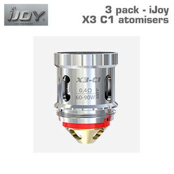 Pack of 3 iJoy X3 C1 atomisers 0.4 ohm, 60 to 90 watts.