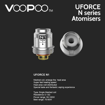 5 pack - VooPoo UFORCE N series mesh atomisers 5 pack - VooPoo UFORCE N series mesh atomisers