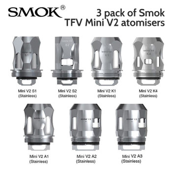 3 pack -SMOK TFV Mini V2 atomisers A1, A2, A3, S1, S2, K1, K4 3 pack -SMOK TFV Mini V2 atomisers A1, A2, A3, S1, S2, K1, K4