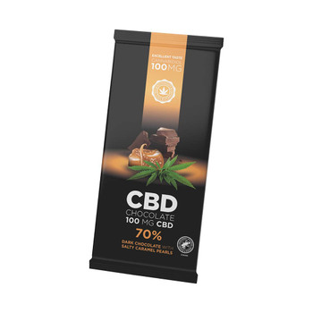 CBD Dark Chocolate with Salty Caramel Pearls 100 mg CBD