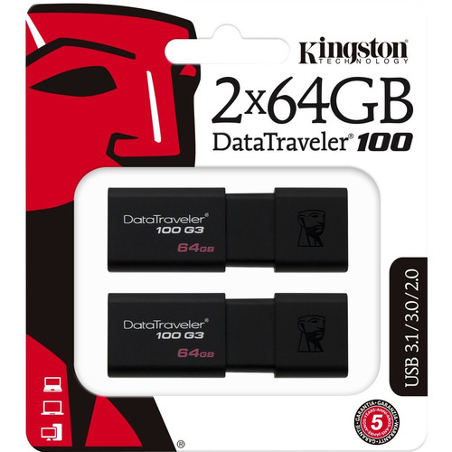 Kingston DataTraveler 100 G3 USB Flash Drive DT100G3/64GB-2P