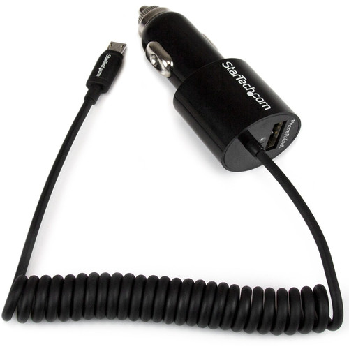 Star Tech.com Black Dual Port Car Charger with Micro USB Cable and USB 2.0 Port - High Power (21 Watt / 4.2 Amp) USBUB2PCARB