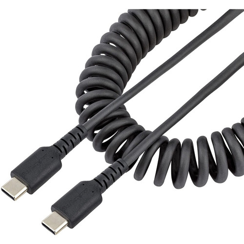 StarTech.com 20in (50cm) USB C Charging Cable, Coiled Heavy Duty Fast Charge & Sync USB-C Cable, High Quality USB 2.0 Type-C Cable, Black R2CCC-50C-USB-CABLE