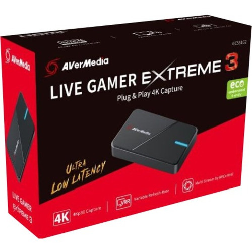 AVerMedia GC551G2 Live Gamer Extreme 3, Plug and Play 4K Capture Card for  Gaming, Content Creating,Streaming,4Kp30 Capture