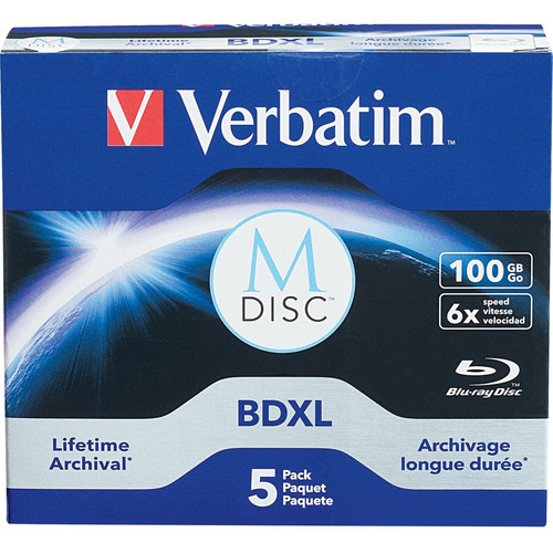 Verbatim Blu-ray Recordable Media - BDXL - 6x - 100 GB - 5 Pack Jewel Case 98913