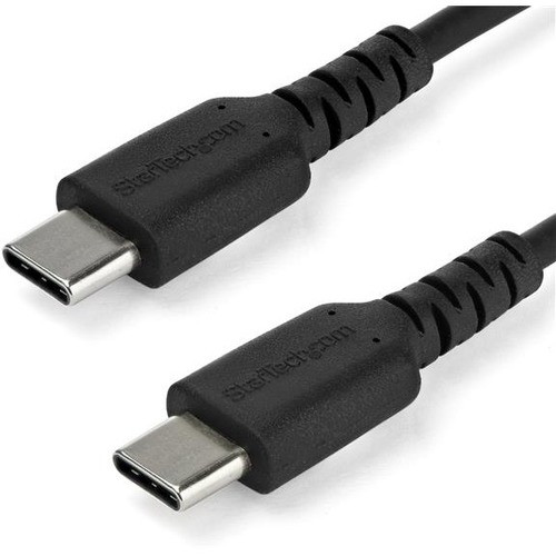 StarTech.com 2m USB C Charging Cable - Durable Fast Charge & Sync USB 3.1 Type C to C Charger Cord - TPE Jacket Aramid Fiber M/M 60W Black RUSB2CC2MB