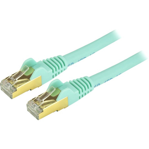 StarTech.com 25ft CAT6a Ethernet Cable - 10 Gigabit Category 6a Shielded Snagless 100W PoE Patch Cord - 10GbE Aqua UL Certified Wiring/TIA C6ASPAT25AQ