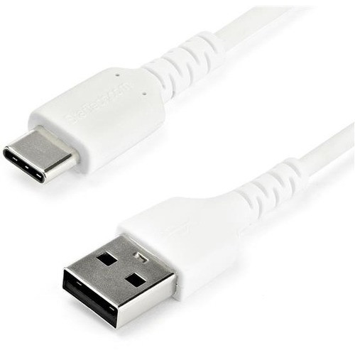 StarTech.com 1m USB A to USB C Charging Cable - Durable Fast Charge & Sync USB 2.0 to USB Type C Data Cord - Aramid Fiber M/M 60W White RUSB2AC1MW