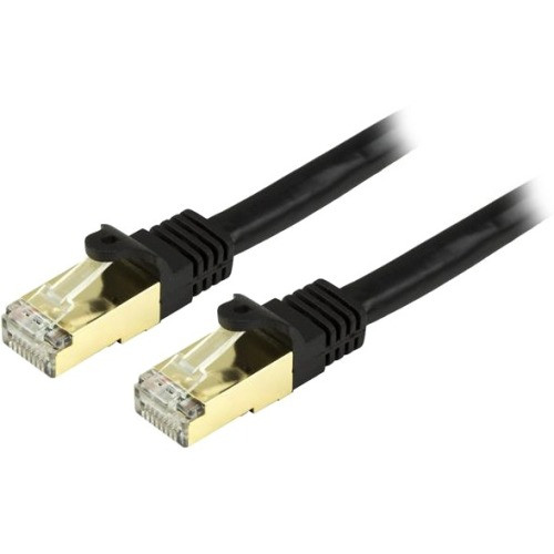 StarTech.com 25ft CAT6a Ethernet Cable - 10 Gigabit Category 6a Shielded Snagless 100W PoE Patch Cord 10GbE Black UL Certified Wiring/TIA C6ASPAT25BK
