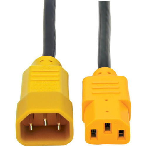 Tripp Lite 4ft Computer Power Cord Extension Cable C14 to C13 Yellow 10A 18AWG 4' P004-004-YW