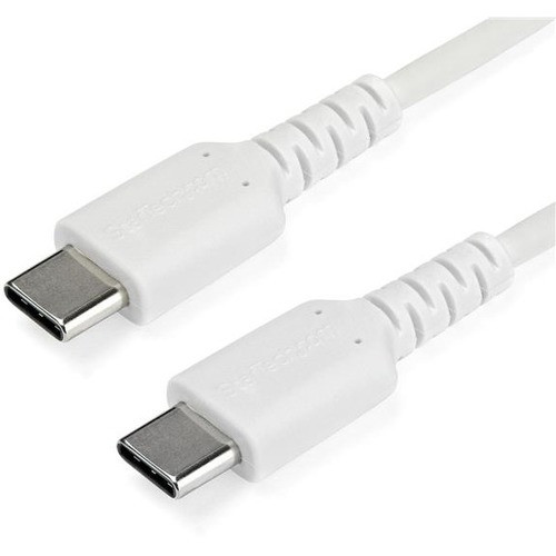 StarTech.com 2m USB C Charging Cable - Durable Fast Charge & Sync USB 3.1 Type C to C Charger Cord - TPE Jacket Aramid Fiber M/M 60W White RUSB2CC2MW