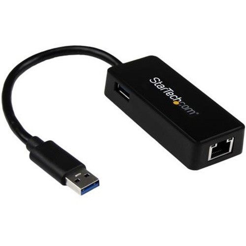 StarTech.com USB 3.0 Ethernet Adapter - USB 3.0 Network Adapter NIC with USB Port - USB to RJ45 - USB Passthrough (USB31000SPTB) USB31000SPTB