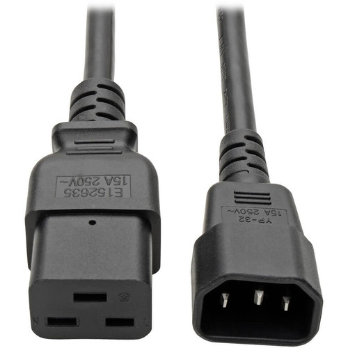 Tripp Lite 2ft Power Cord Extension Cable C19 to C14 Heavy Duty 15A 14AWG 2' P047-002