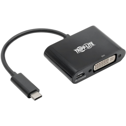 Tripp Lite by Eaton USB-C to DVI Adapter w/PD Charging - USB 3.1, Thunderbolt 3, 1080p, Black U444-06N-DB-C