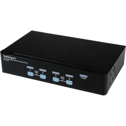 StarTech.com 4 Port Rack Mountable USB KVM Switch With Audio and USB 2.0 Hub - KVM / audio / USB switch - USB - 4 ports - Rack Mountable - 1 local user - 1U SV431USBAE