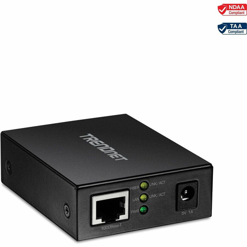 TRENDnet 1000BASE-T to SFP Fiber Media Converter; Gigabit Ethernet to SFP Media Converter; 4Gbps Switching Capactiy; TFC-GSFP TFC-GSFP