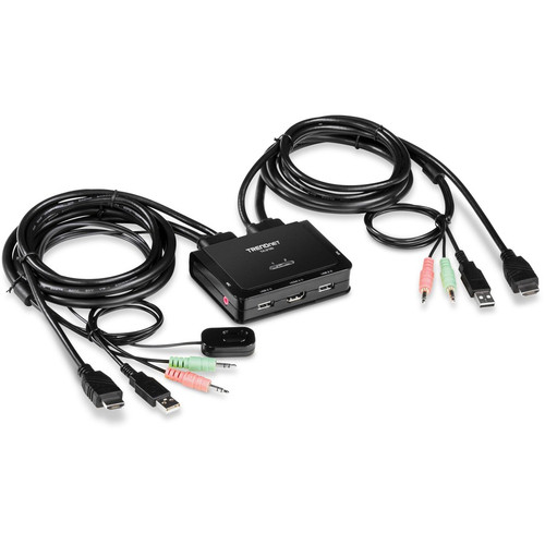 TRENDnet 2-Port 4K HDMI KVM Switch w/ Audio, TK-216i, 4K UHD (3840 x 2160@60Hz, 3.5mm speaker/microphone, USB Switch 2 Computers, USB 2.0, HDMI 2.0, HDMI 5.1 Audio Support, Monitor USB Sharing Switch TK-216I