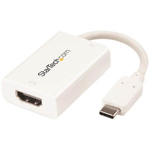 StarTech.com USB C to HDMI 2.0 Adapter 4K 60Hz with 60W Power Delivery Pass-Through Charging - USB Type-C to HDMI Video Converter - White CDP2HDUCPW