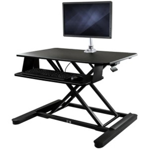StarTech.com Sit-Stand Desk Converter with Monitor Arm - 35" Wide - Height Adjustable Standing Desk Solution - Arm for up to 30" Monitor BNDSTSLGPVT