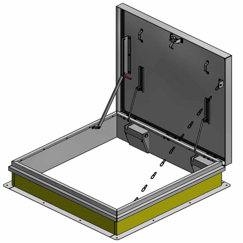 Milcor 4'0" x 4'0" Single Leaf Ladder Access Hatch - Aluminum Cover and Curb - Milcor 