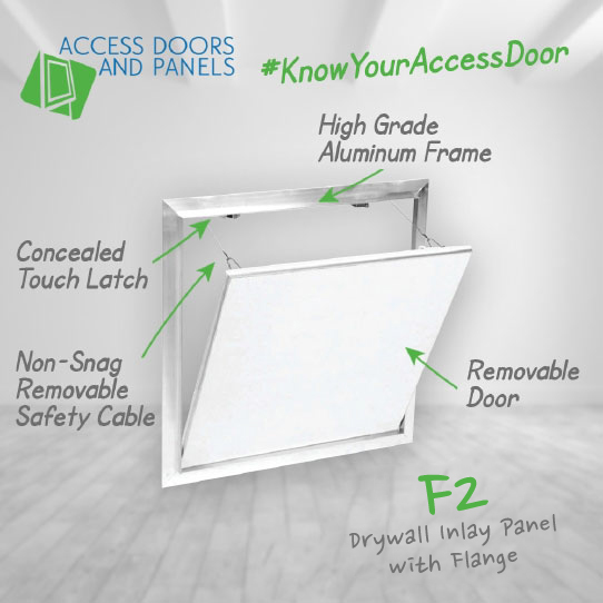 A invisahatch drywall inlay with a fully detachable hatch and a text description about the product.
