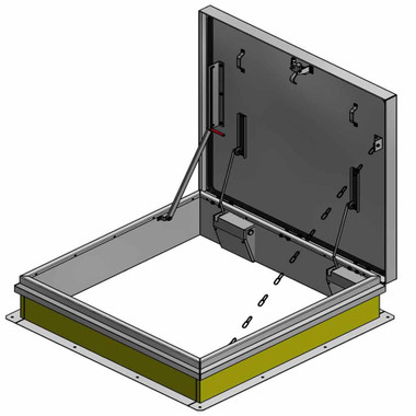 4'0" x 4'0" Single Leaf Ladder Access Hatch - Aluminum Cover and Curb - Milcor