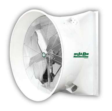 Mega Storm Fiberglass Exhaust Fan & Cone w/ Alum Shutters 72 inch 46448 CFM Belt Drive 3 Phase VMSA72A5C33