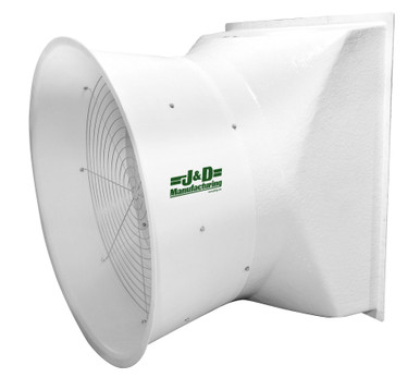 Mega Storm II Fiberglass Exhaust Fan w/ Cone & Poly Shutters High Output 72 inch 46124 CFM Belt Drive 3 Phase VMP72A5C33-H