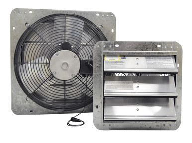 GSF Galvanized Shutter Fan 18 inch w/ Cord, Plug & Thermostat 1736 CFM 3 Speed GSF3-18A