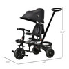 Qaba 4 In 1 Black Childs Tricycle with Push Handle Rotatable Seat Canopy Storage