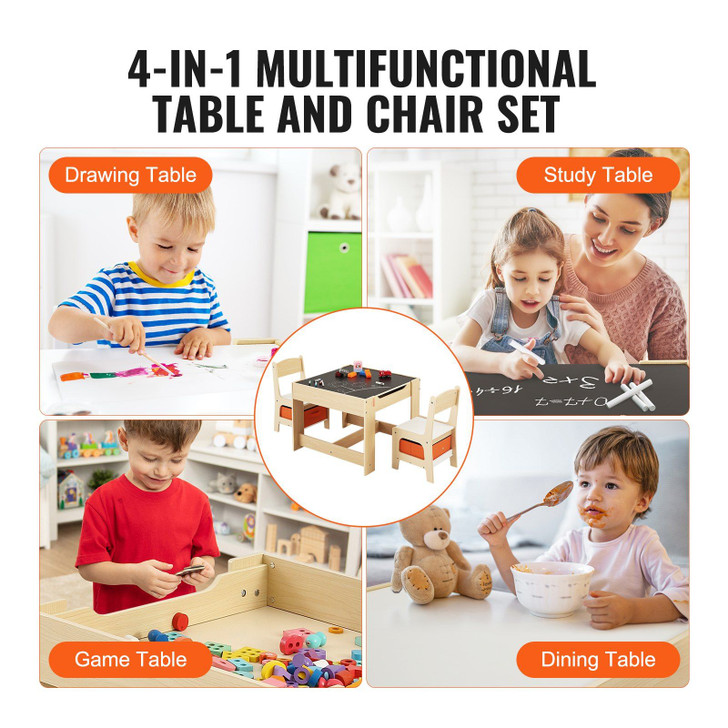 VEVOR Multi-Function Kids Table and Chair Set with Storage for Arts, Crafts, and Learning