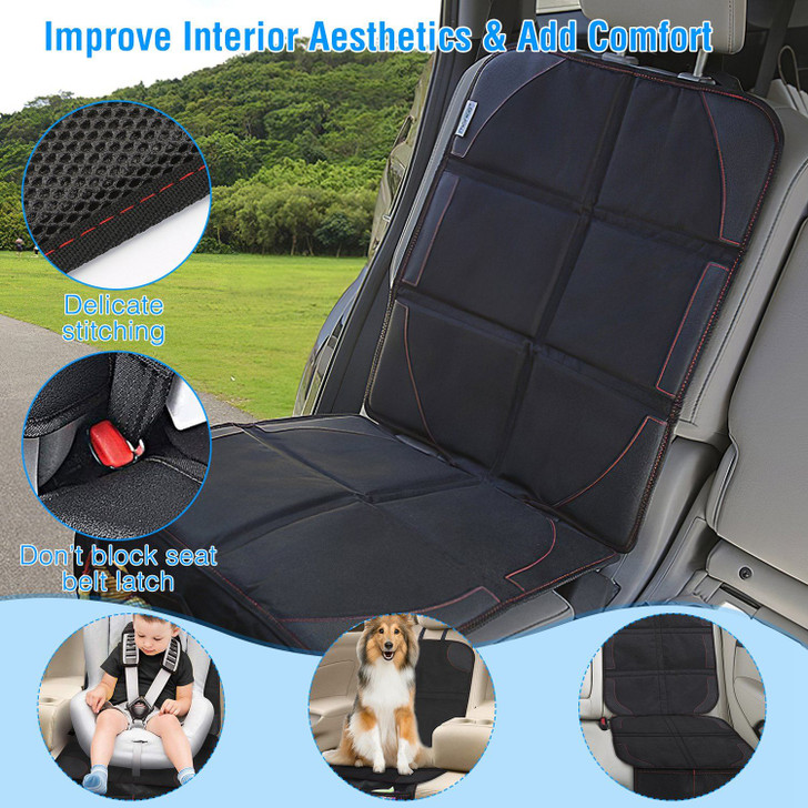 2 Packs Car Seat Protector Cushion Mat Pad with Thick Padding Protector for Child Baby Car Seat Mesh Pockets Non-slip
