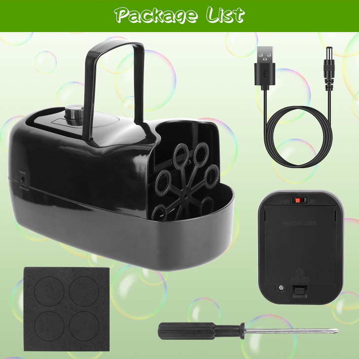 Bubble Maker Automatic Bubble Blower Portable Bubble Blowing Machine with 2 Speeds Handle 3000-4000 Bubbles Per Minute Plug-In Battery Powered