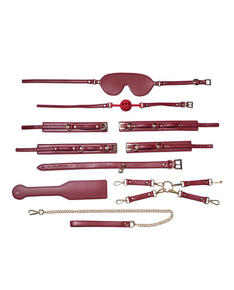 Kinky Play Box Red Passion 8 pc Set Bondage Kit - Red