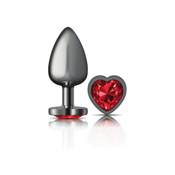 Cheeky Charms Heart Deep Red Gunmetal Butt Plug