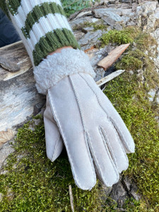 Womens Sheepskin Gloves in Stone
