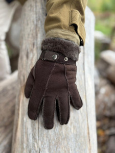 Men's Sheepskin Gloves in Chocolate