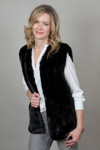 Luxury Faux Fur Gilet In Black