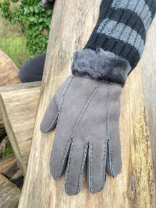 Womens Sheepskin Gloves in Grey