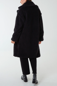 Stylish Faux Fur Teddy Coat in BLack