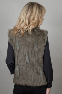 Short Khaki Rabbit and Fox Fur Gilet