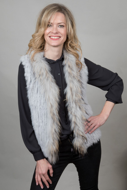 Ladies grey faux sales fur gilet